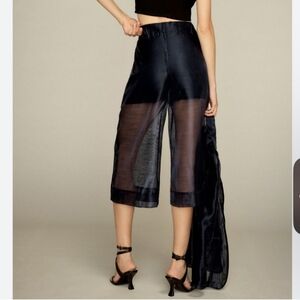 SOLD - Black Sheer Capris with Wide-Leg Design